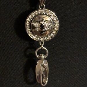 Ginger Snaps Silver Tone Lanyard Bee Snap Necklace 30”
